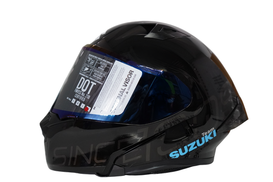 Casco Abatible Suzuki Negro / Azul	Certificación DOT