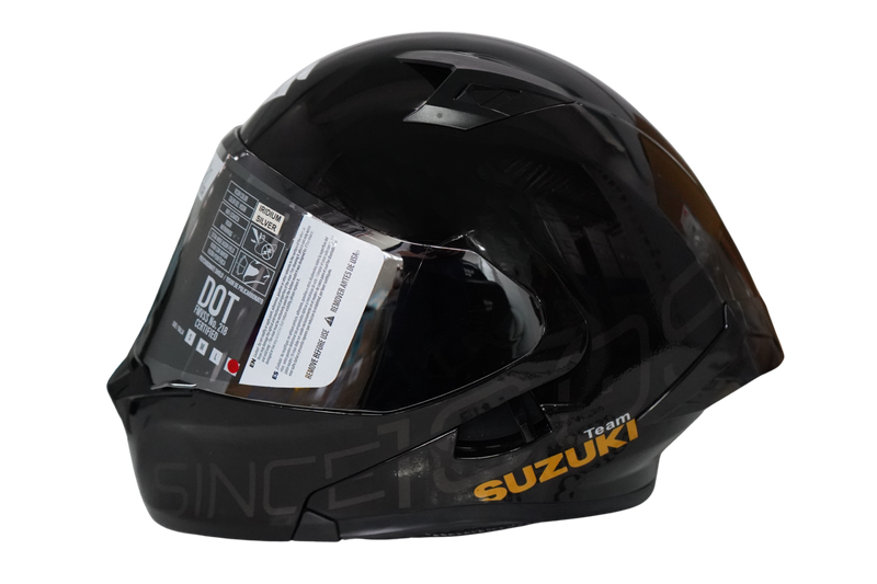 Cargue la imagen en el visor de la galería, Casco Abatible Suzuki Negro / Dorado Certificación DOT
