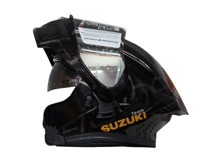 Cargue la imagen en el visor de la galería, Casco Abatible Suzuki Negro / Dorado Certificación DOT
