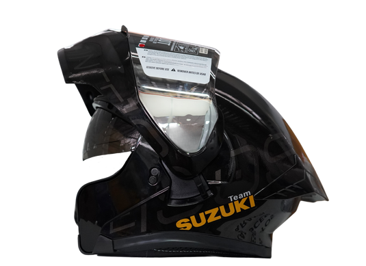 Casco Abatible Suzuki Negro / Dorado Certificación DOT