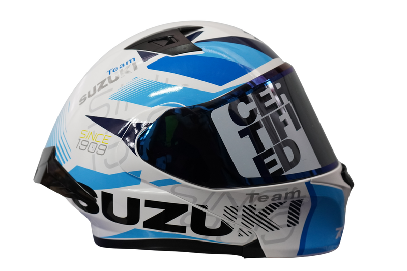 Cargue la imagen en el visor de la galería, Casco Abatible Suzuki Blanco / Azul	Certificación DOT
