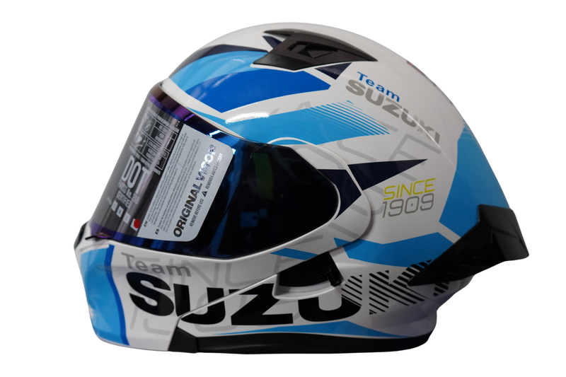 Cargue la imagen en el visor de la galería, Casco Abatible Suzuki Blanco / Azul	Certificación DOT
