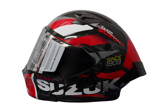Casco Abatible Suzuki Negro / Gris / Rojo Certificación DOT