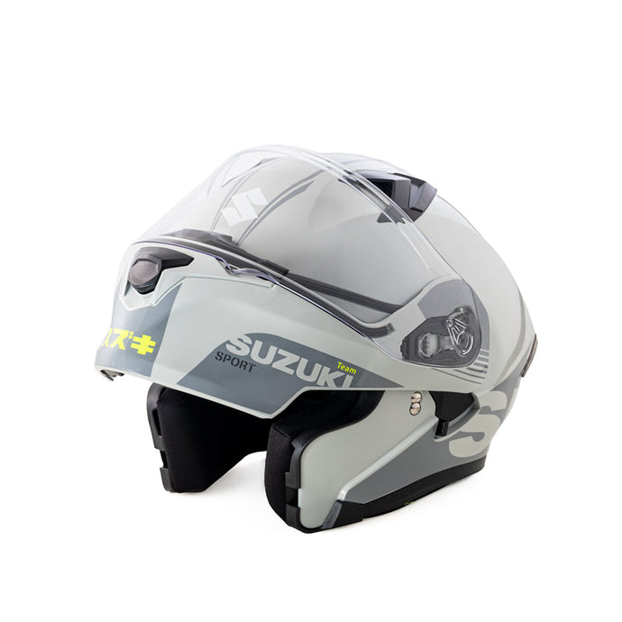 Casco Abatible Gris Claro Suzuki