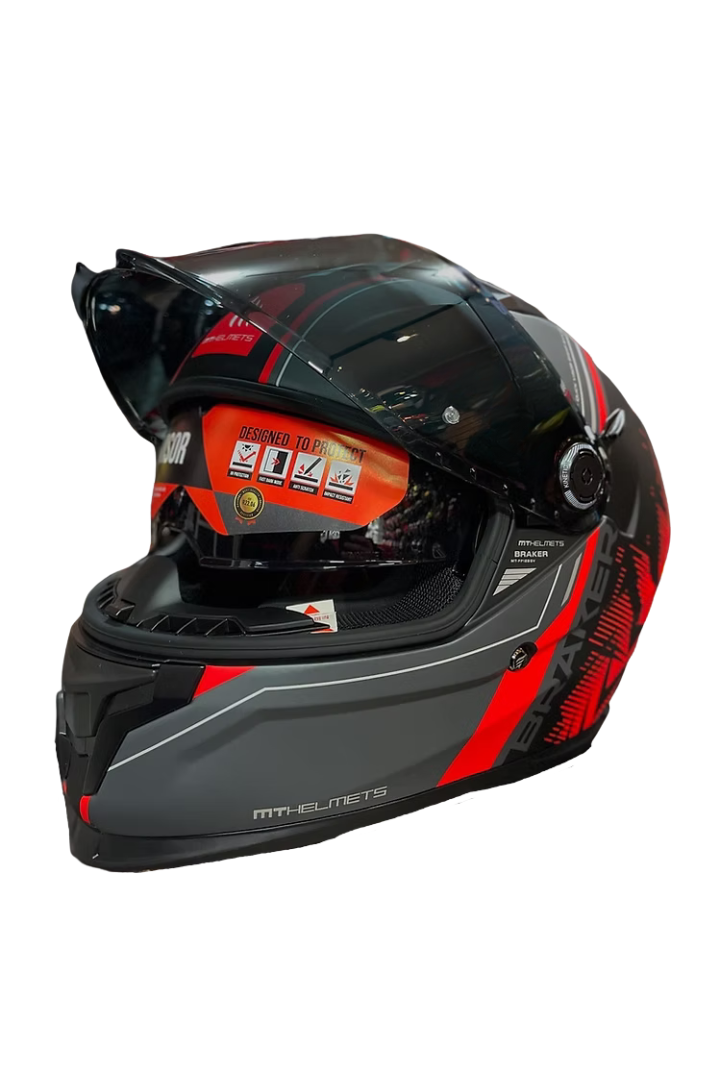 Cargue la imagen en el visor de la galería, Casco MT BRAKER SV CHARM B5 Gris-Rojo Mate

