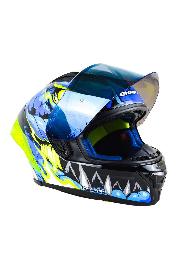 Cargue la imagen en el visor de la galería, Casco Integral SHAFT SH-596 SP TIAMAT Negro, Azul Brillo
