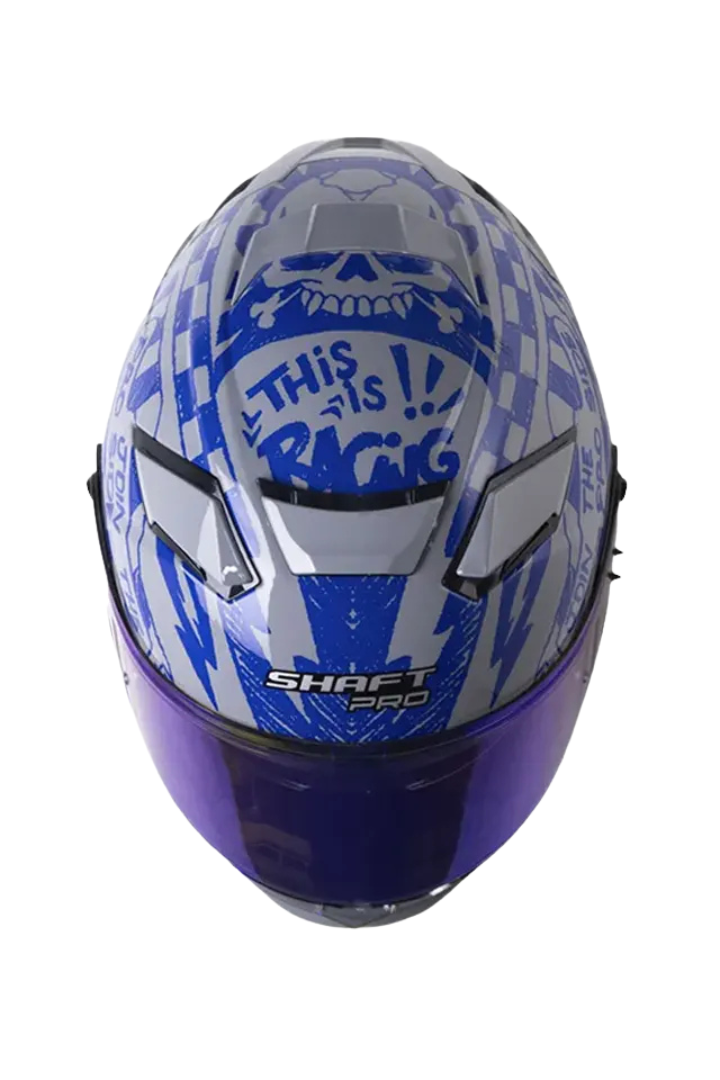 Cargue la imagen en el visor de la galería, Casco Integral SHAFT PRO SHPRO 606 SP RACING Gris y Azul Brillo
