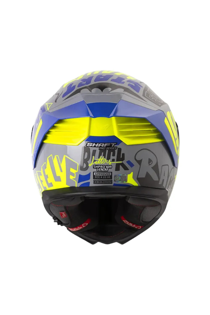 Cargue la imagen en el visor de la galería, Casco Integral SHAFT PRO SHPRO 609 VENOM BLOCK LETTERS Gris, Azul, Amarillo
