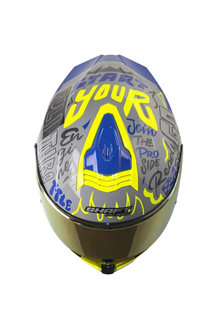 Cargue la imagen en el visor de la galería, Casco Integral SHAFT PRO SHPRO 609 VENOM BLOCK LETTERS Gris, Azul, Amarillo
