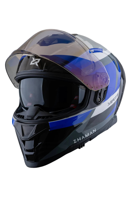 Casco X-SPORTS X-162 Zhaman Azul Blanco Brillante