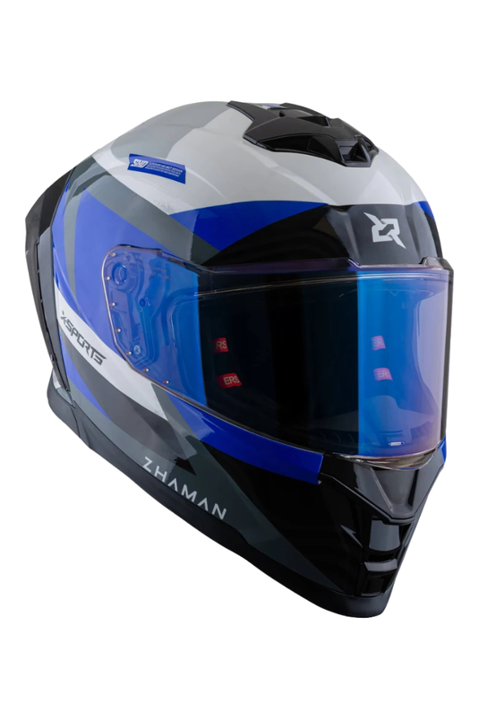 Casco X-SPORTS X-162 Zhaman Azul Blanco Brillante