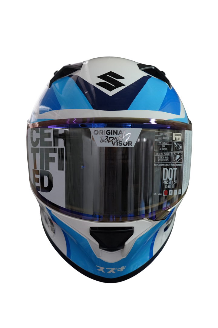 Cargue la imagen en el visor de la galería, Casco Integral Suzuki Blanco / Azul
