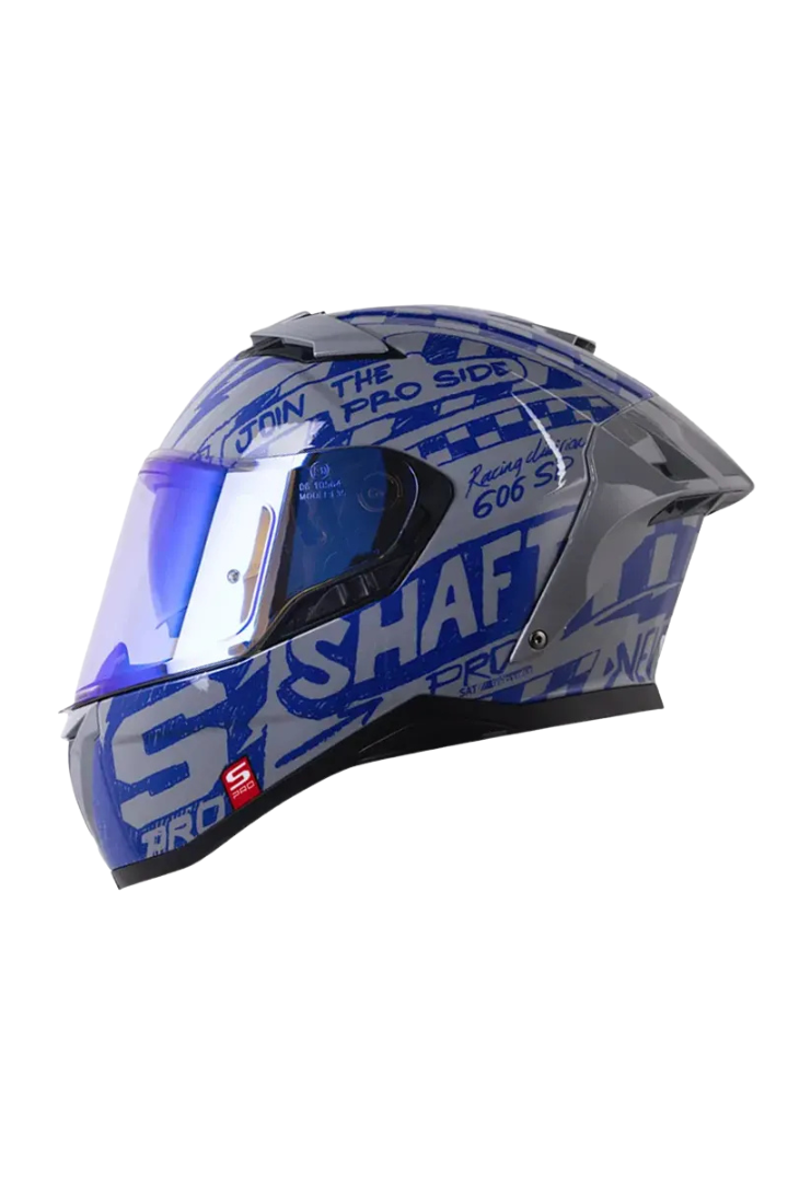 Cargue la imagen en el visor de la galería, Casco Integral SHAFT PRO SHPRO 606 SP RACING Gris y Azul Brillo
