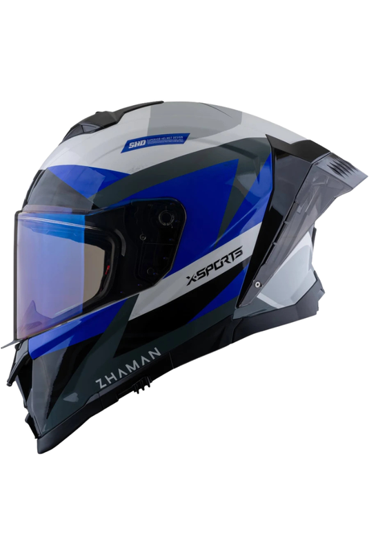 Casco X-SPORTS X-162 Zhaman Azul Blanco Brillante