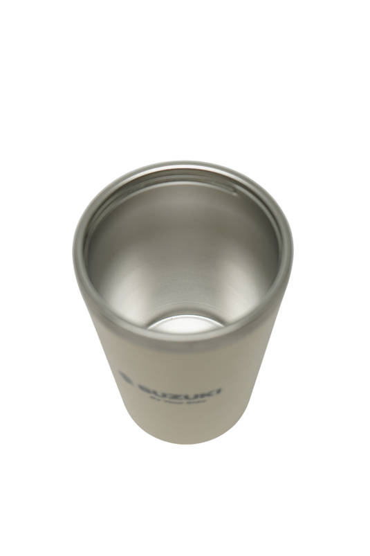 Taza Térmica Color Beige de Acero Inoxidable Suzuki Con tapa De Seguridad