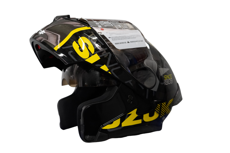 Cargue la imagen en el visor de la galería, Casco Abatible Suzuki Negro / Amarillo Certificación DOT
