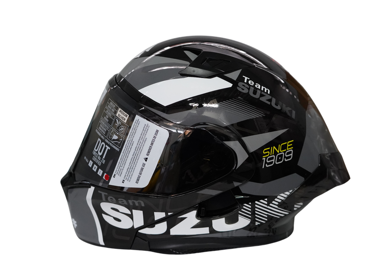 Cargue la imagen en el visor de la galería, Casco Abatible Suzuki Negro/ Gris Blanco Certificación DOT

