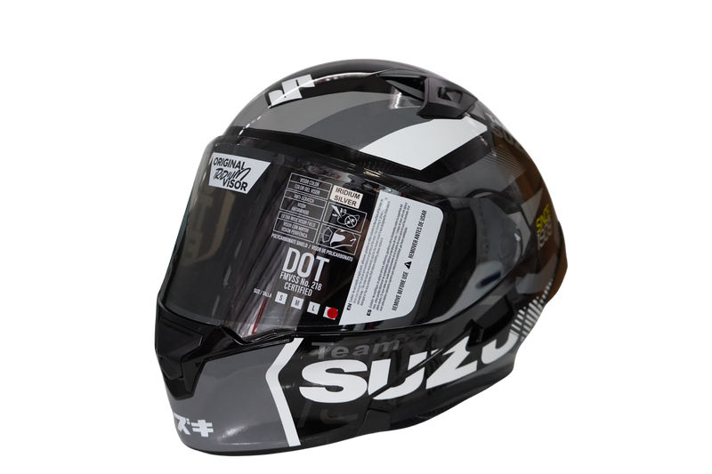 Cargue la imagen en el visor de la galería, Casco Abatible Suzuki Negro/ Gris Blanco Certificación DOT
