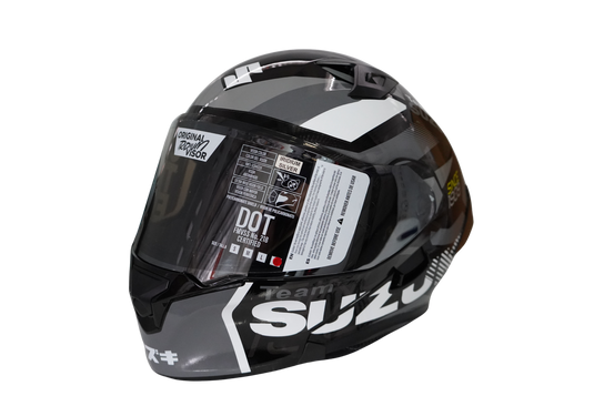 Casco Abatible Suzuki Negro/ Gris Blanco Certificación DOT