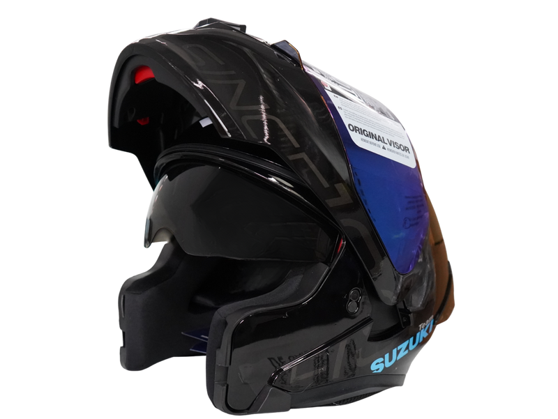 Cargue la imagen en el visor de la galería, Casco Abatible Suzuki Negro / Azul	Certificación DOT
